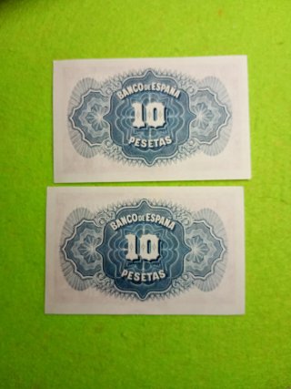 Pareja 2 Billetes de 10 Pesetas 1935 sin circular