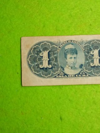 Billete 1 Peso Banco Español Isla de Cuba 1896
