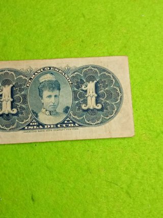 Billete 1 Peso Banco Español Isla de Cuba 1896