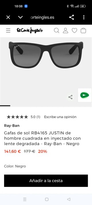 Gafas de Sol Ray-Ban Justin RB4165