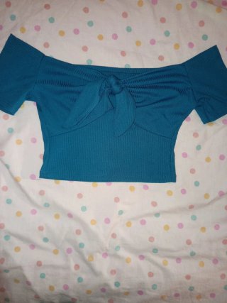 Top Azul con Lazo