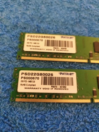 2x Patriot 2GB DDR2 PC2-6400 CL6 RAM