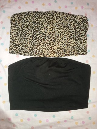 Pack 2 Tops de Banda Negro y Leopardo