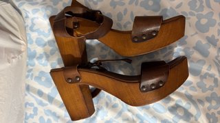 Sandalias de Plataforma Marrones de piel