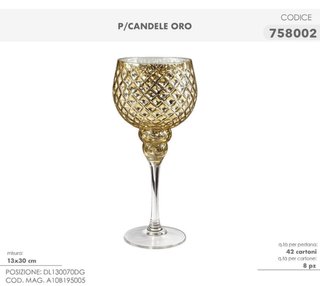 Portacandele a calice rosso e oro