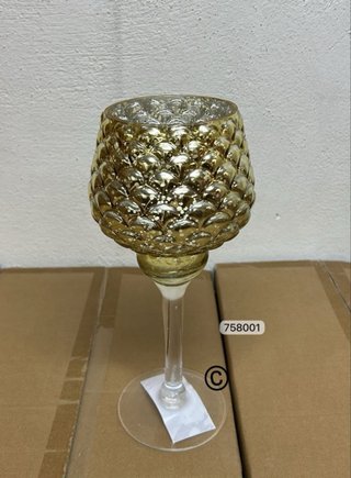 Portacandele a calice rosso e oro