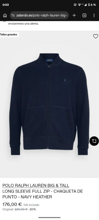 Polo Ralph Lauren Big & Tall Chaqueta Cremallera