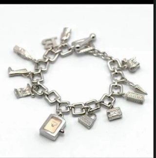 Pulsera Burberry Plata Charms Reloj Candado