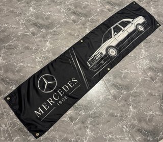 Bandiera Decorativa Mercedes 190E Logo Silueta
