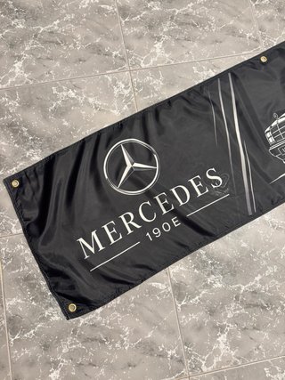 Bandiera Decorativa Mercedes 190E Logo Silueta