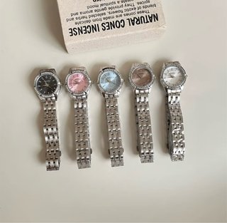 Pack 5 Relojes Elegantes Plateados con Brillantes