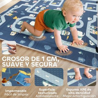 Alfombra Bebé Plegable Acolchada Reversible 202cm
