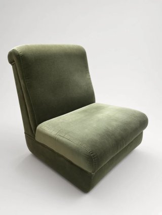 Poltrona slipper chair vintage in velluto verde
