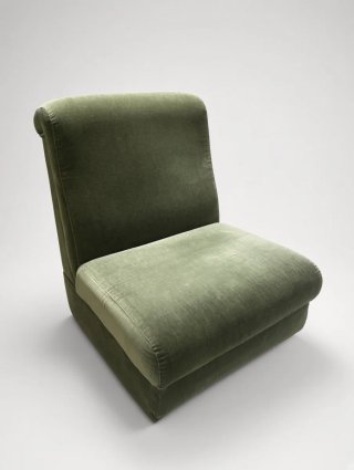 Poltrona slipper chair vintage in velluto verde