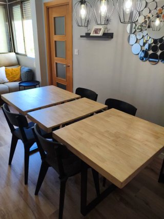 Mesa Comedor Extensible Madera Roble Natural/Metal