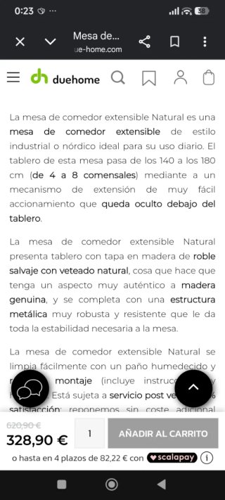 Mesa Comedor Extensible Madera Roble Natural/Metal