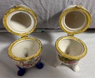 Lote 2 Huevos Joyeros Vintage Porcelana