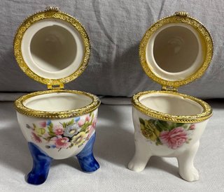 Lote 2 Huevos Joyeros Vintage Porcelana