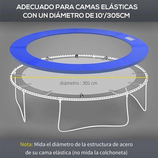 Protector Acolchado Cama Elástica Ø305cm Azul