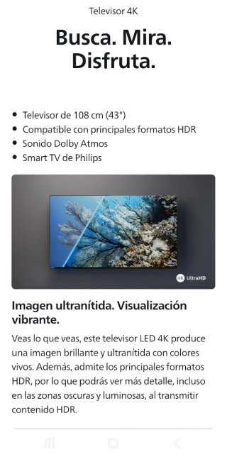 TV Philips smartv 43PUS7608/12 43 pulgadas