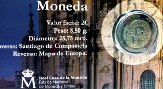 Cartera 2 Euro España 2018 Compostela