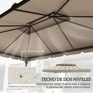 Toldo Recambio Cenador 4x3m Techo Doble Beige
