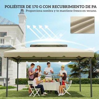 Toldo Recambio Cenador 4x3m Techo Doble Beige