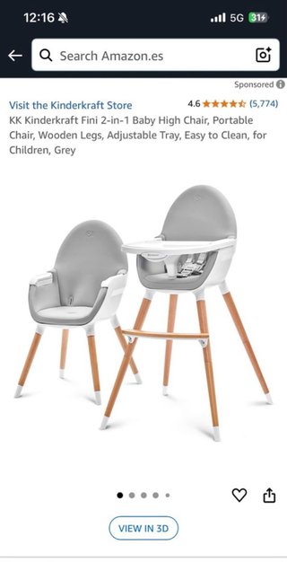 Trona Kinderkraft Fini 2-en-1 Gris