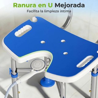 Silla Ducha Mayores Ajustable 150kg Azul