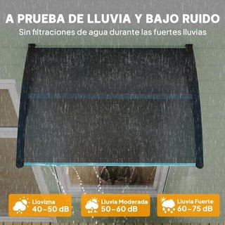 Marquesina Puerta Policarbonato 100x75cm Negra