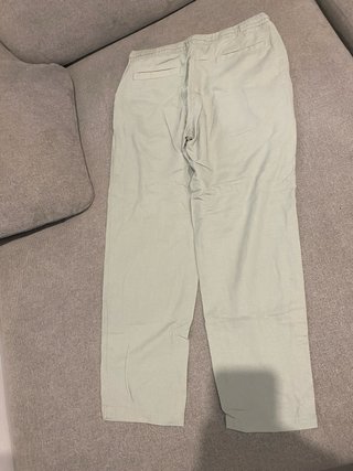 Pantalón de Lino Verde Zara Talla M