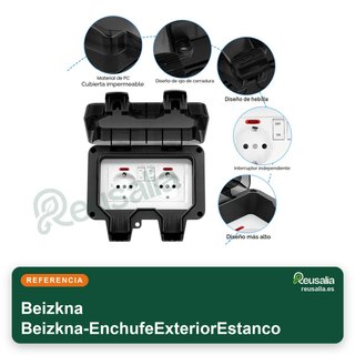 Enchufe exterior impermeable IP66 doble