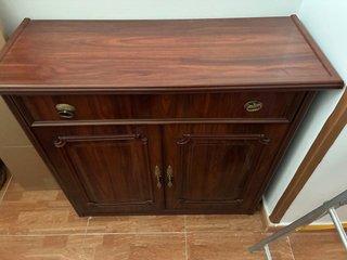 Mueble recibidor/zapatero madera y cristal