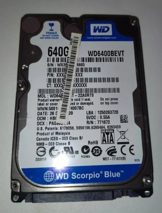 Disco Duro WD Scorpio Blue 640GB SATA