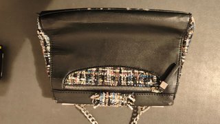 Bolso de cadena tweed negro y multicolor