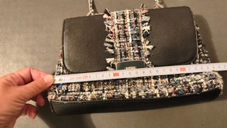 Bolso de cadena tweed negro y multicolor