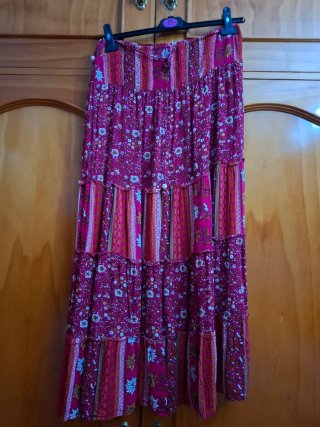 Falda Larga Estampada de Flores