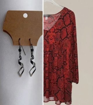 Vestido Zara Estampado Serpiente + Pendientes