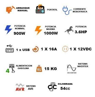 GENERADOR GASOLINA INVERTER 1000W