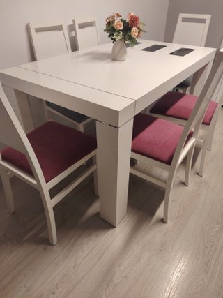 Conjunto de Mesa extensible y 6 Sillas Blanco