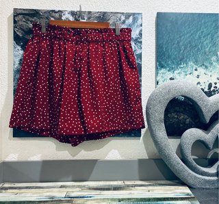 Short Falda Rojo Burdeos Con Lunares Blancos TU