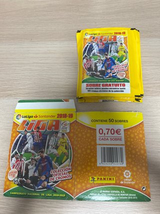 20 Sobres Cromos Liga 18-19 + Caja Vacía