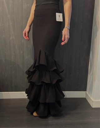 Falda flamenco volantes negro S