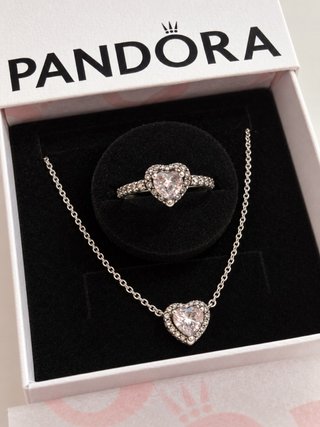 Conjunto Pandora Corazón Circonita Talla 56