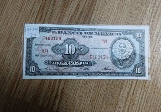 Billete 10 Pesos México 1965