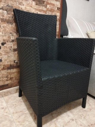 Sedia da Esterno in Rattan Nero