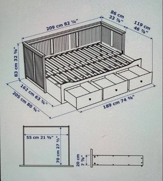 Cama IKEA Hemnes blanca con 3 cajones