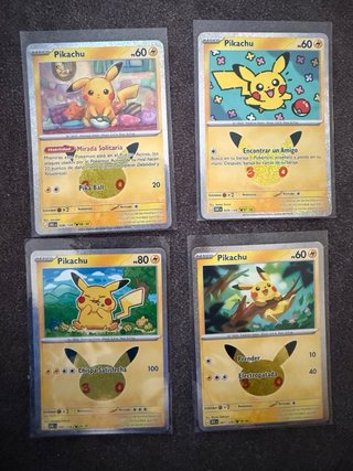 4 Cartas Pokémon Pikachu (Español) 30 aniversario
