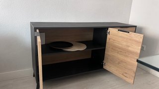 Aparador 3 puertas efecto madera y negro