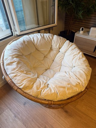 Sillón Papasan Ratán Marrón y Blanco